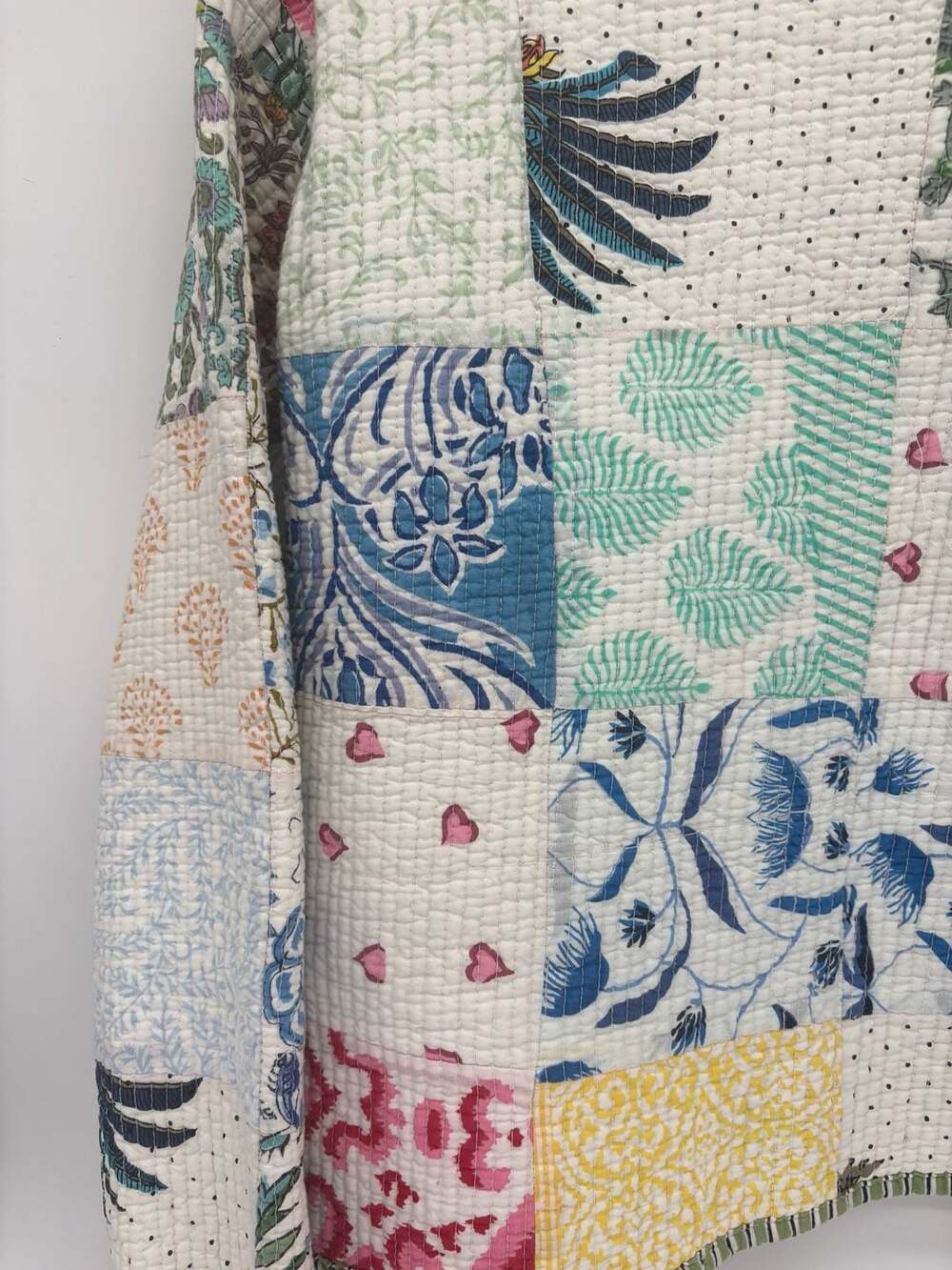 Handmade Quilted Patchwork Jacket Floral Kantha Boho - Picture 7 of 7